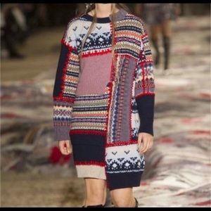 Alexander McQueen crew neck pullover chunky patchwork jacquard dress Small